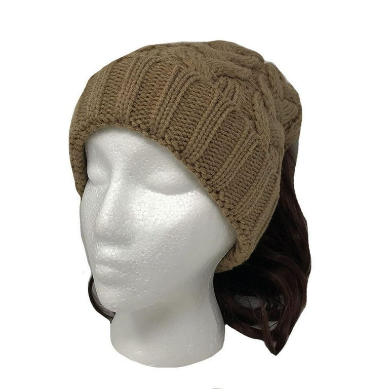 Toboggan hat sales with ponytail hole