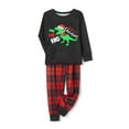 thumbnail image 4 of Michellecmm Christmas Family Pajamas Matching Set, Long Sleeve Dinosaur Print T-shirt with Plaid Pants Sleepwear Loungewear, 4 of 7