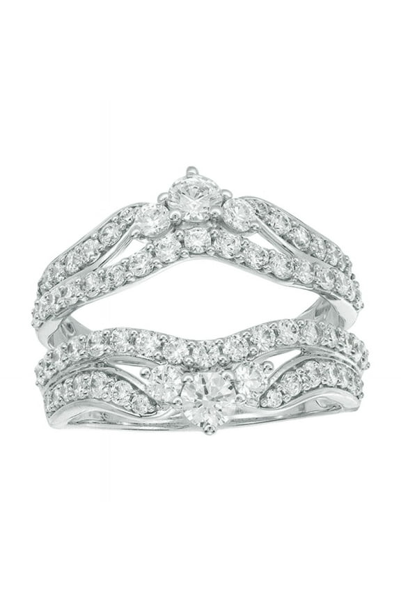 Round Cut White Diamond Tiara Ring Enhancer in 925 Sterling Silver - Wedding Wrap Ring Jacket - Ring For Women
