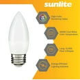 thumbnail image 3 of Sunlite LED B13 Decorative Chandelier Light Bulb, 7 Watts (60W=), 500 Lumens, 120 Volts, Dimmable, E26 Base,  90 CRI, ETL Listed, Torpedo Frosted, Title-20, 4000K Cool White, 6 Pack, 3 of 6