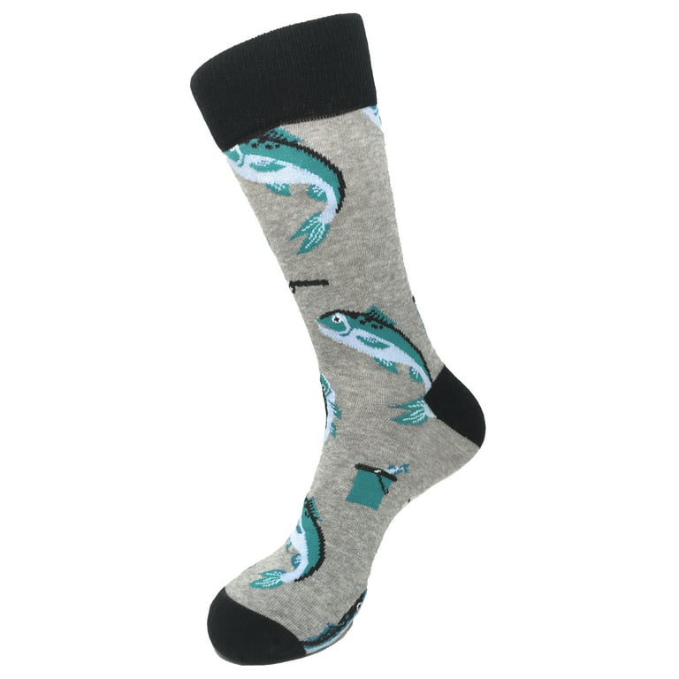 Urban-Peacock Men's Novelty Fun Socks - Fish / Fishing in Gray - 1 Pair