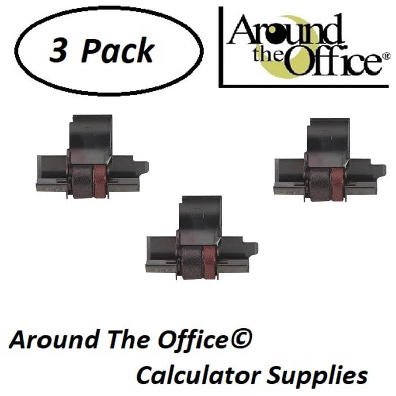 Red Ink Rollers Pack of 3 CASIO HR110 Black non-OEM by SMCO 