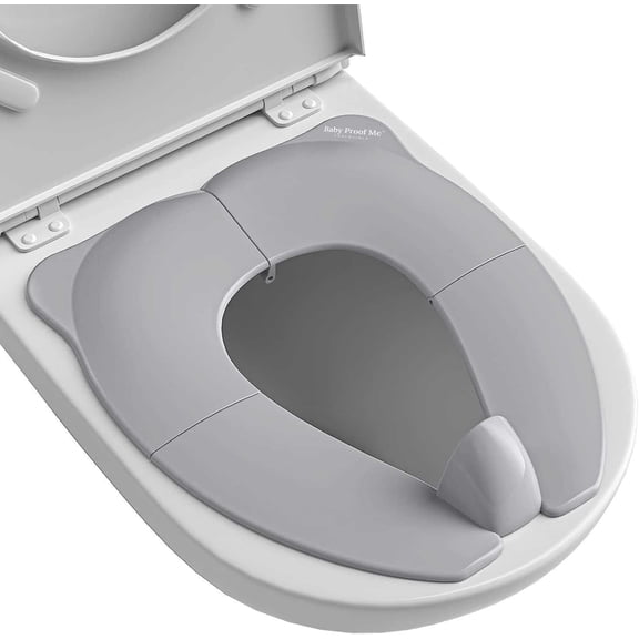Baby Proof Me Essentials Funda de Inodoro para Niños Pequeños Protección contra Salpicaduras, Asiento de Orinal de Viaje Plegable Gris con Bolsa de Almacenamiento
