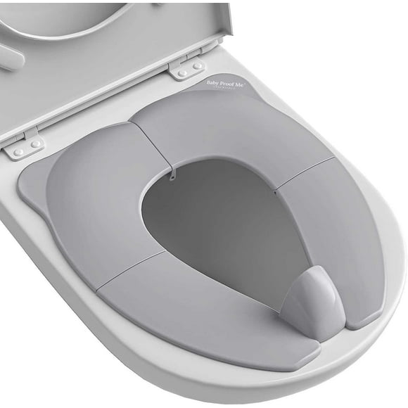 Baby Proof Me Essentials Funda de Inodoro para Niños Pequeños Protección contra Salpicaduras, Asiento de Orinal de Viaje Plegable Gris con Bolsa de Almacenamiento