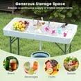 thumbnail image 4 of 4 Foot Folding Ice Cooler Table, Portable Ice Tables for Parties with Drain, Detachable Matching Skirt & Foldable Bucket, Fill and Chill Table for Party, Picnic, Camping, Wedding, White, 4 of 9