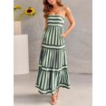 thumbnail image 3 of Elippeo Women's Long Tiered Dress Sleeveless Spaghetti Strap Square Neck Striped Print Dress Midi Slip Dress, 3 of 6
