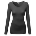 thumbnail image 3 of Emmalise Women's Basic Athletic Fit Tshirt Long Sleeves Round Crew Neck Tee (3Pk Black, Charcoal, HTH Gray, Medium), 3 of 4