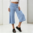 thumbnail image 6 of Women's Fold Over Capri Pants Y2K Low Rise Wide Leg Flowy Gaucho Pants Summer Plaid Going Out Yoga Capris Blue XL, 6 of 7