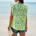 thumbnail image 4 of Baywell Women's Casual Summer FloralTops Ruffle Short Sleeve Mock Neck Fashion Chiffon Loose Blouse Shirts Tops, 4 of 7