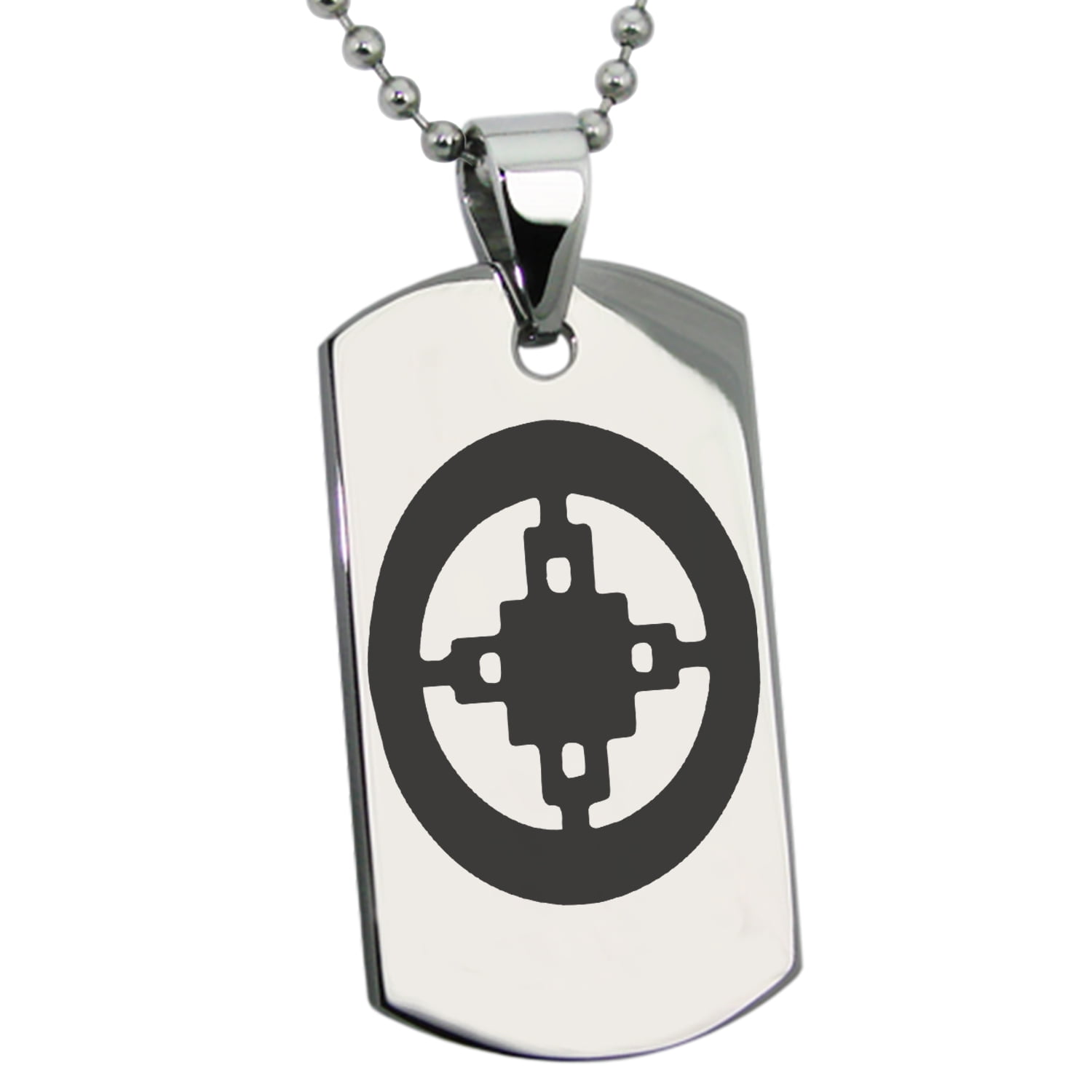 Stainless Steel Aztec Intelligence Rune Engraved Dog Tag Pendant ...