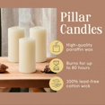 thumbnail image 3 of NeoMart - Dripless Unscented Ivory Pillar Candles Hand Poured, Solid Color Non-Scented Candles for Home Decor, Premium Wax, 80 Hr Burn Time, 3x6 Inch, 3 of 9