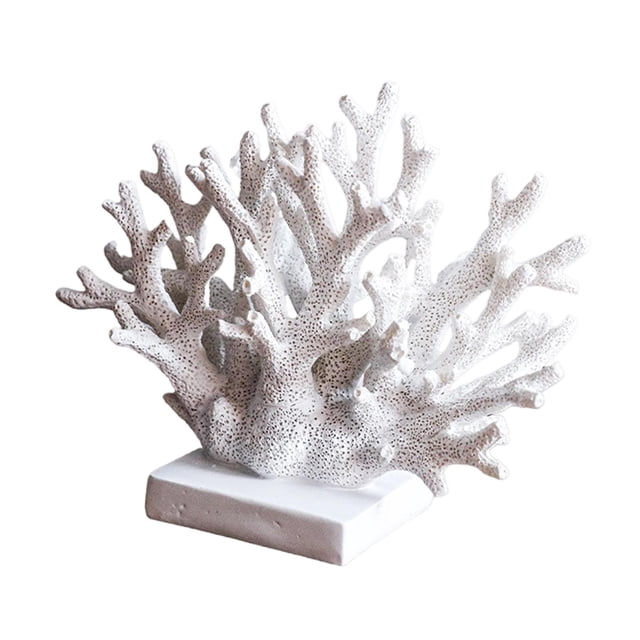 Centro de mesa con decoración de coral, pieza de , decoración rústica para el hogar, artesanía de resina para fotografía, mueble de TV, regalo de Blanco