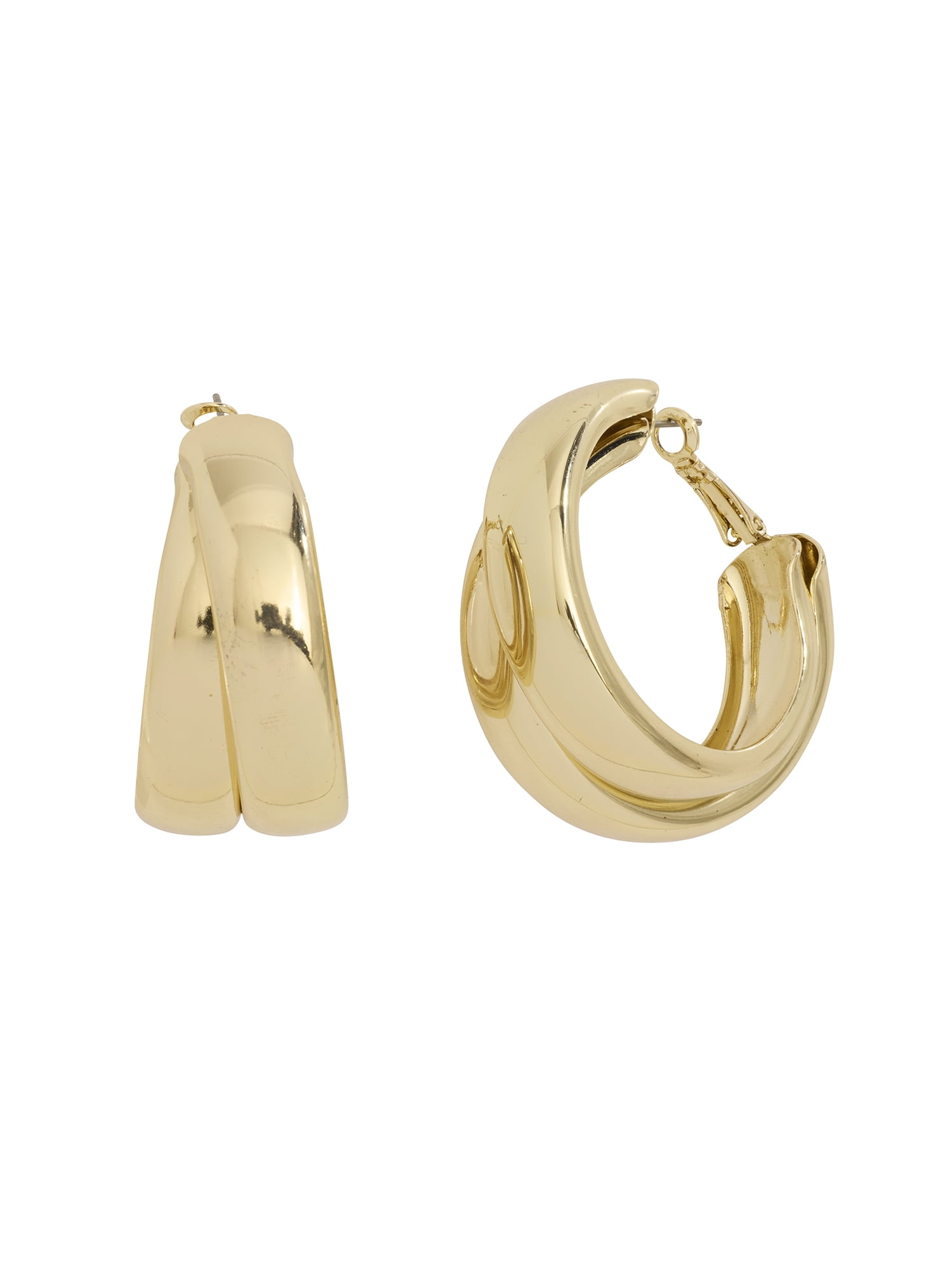 Madden NYC Women's Fashion Gold Tone Layered Hoop Earrings