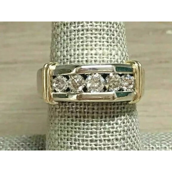2 CT Lab Created Diamond Men's Wedding Band Ring 14K White Gold Plated Silver