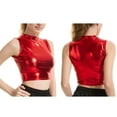 thumbnail image 6 of MSemis Metallic Crop Top for Women's Shiny Stretch Sleeveless Party Clubwear, 6 of 6