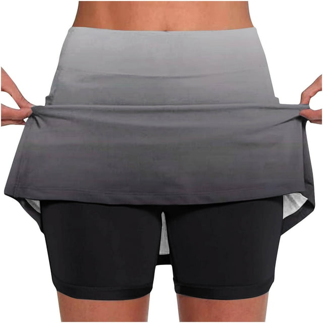 QATAINLAV Athletic Skorts for Woman Tummy Control High Waisted Skirts with Shorts Underneath Gradient Color Plus Size Culottes Multicolor S Camisas Para Hombres
