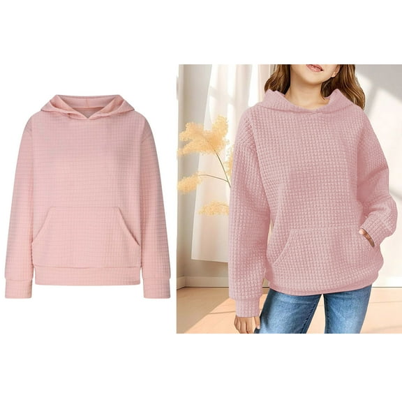 Kids Hoodies Light Pink Hoodies Long Sleeve Pullover Tops Fall Winter Clothes Girls Size 9-10 Years Clothes