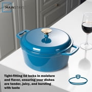 The Mainstays 4.75QT Non-Stick Cast Iron Enamel Pot, Blue, Easy Cleaning
