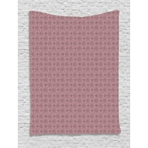 Dark Pink Tapestry, Geometric Mandala Inspired Details Drawn by Hand, Wall Hanging for Bedroom Living Room Dorm Decor, 60W X 80L Inches, Pale Pink and Taupe Grey, by Ambesonne