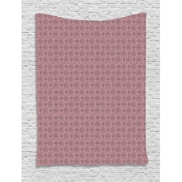 Dark Pink Tapestry, Geometric Mandala Inspired Details Drawn by Hand, Wall Hanging for Bedroom Living Room Dorm Decor, 60W X 80L Inches, Pale Pink and Taupe Grey, by Ambesonne