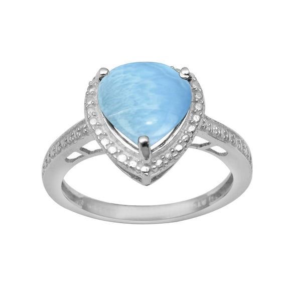 6mm Heart Shape Larimar 925 Sterling Silver Solitaire Women Valentines Day Gifts Ring