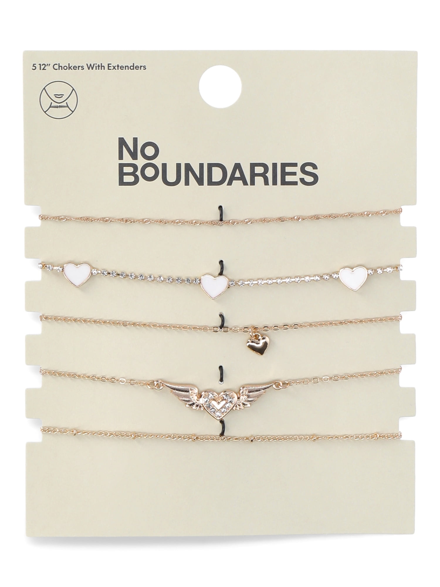 【Numbering】関税/送料込み Heart Choker No Boundaries Heart Choker Set, 5-Piece, Women's - Walmart.com