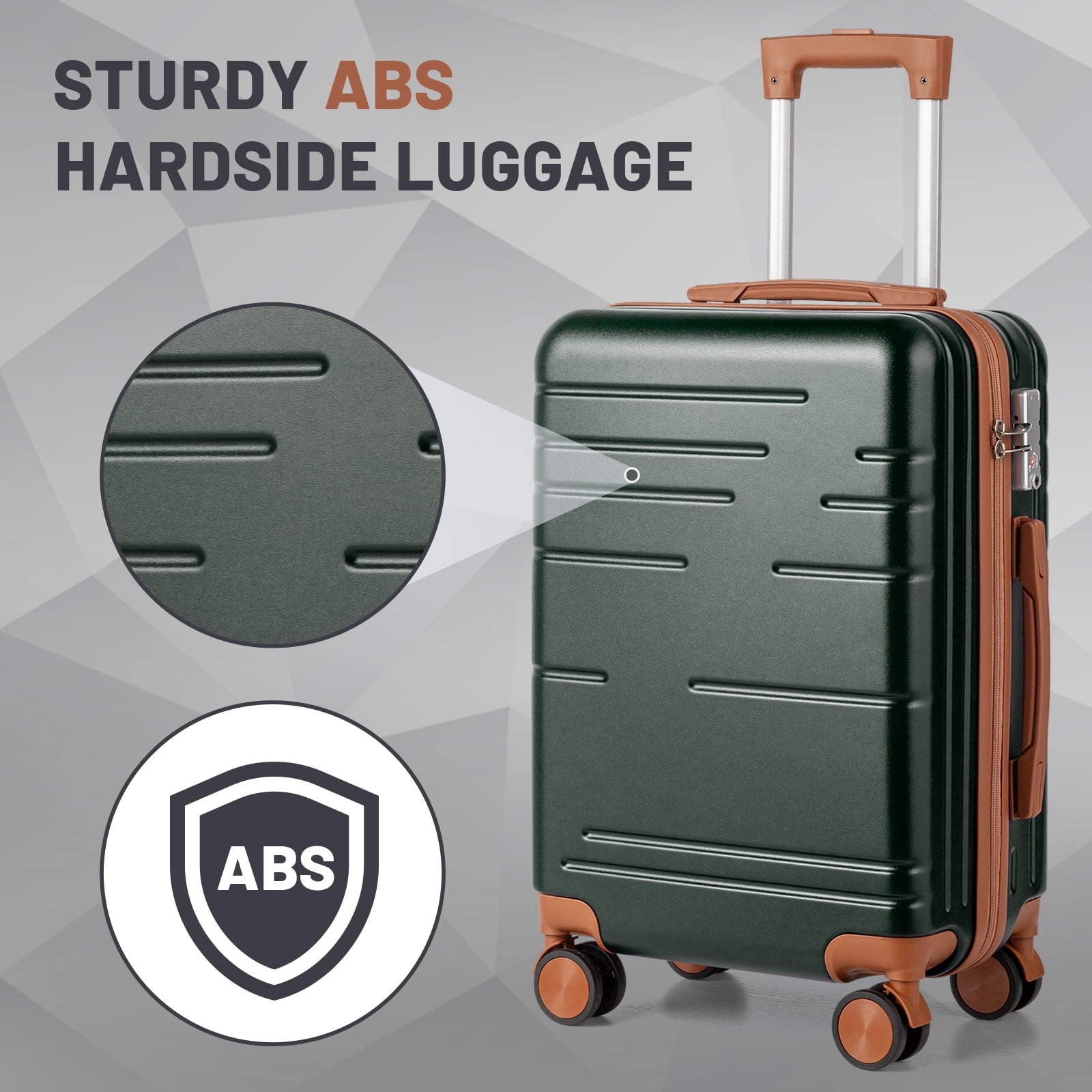 Zimtown Luggage 5 Piece Sets Suitcase ABS Hardside with Spinner Wheels and TSA Lock, Deep Green Zimtown Luggage 5 Piece Sets Suitcase ABS Hardside with Spinner Wheels and TSA Lock, Deep Green - Image 7