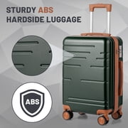 Zimtown Luggage 3 Piece Set, ABS Hardside Lightweight Suitcase with Spinner Wheels TSA Lock, Deep Green