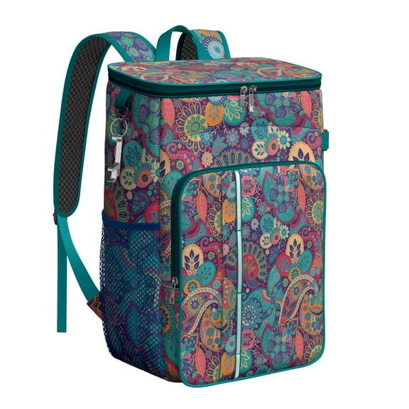 Colorful Insulated Backpack Cooler - 20L Soft Cooler Bag, Abstract Geometric Design for Picnic & Travel