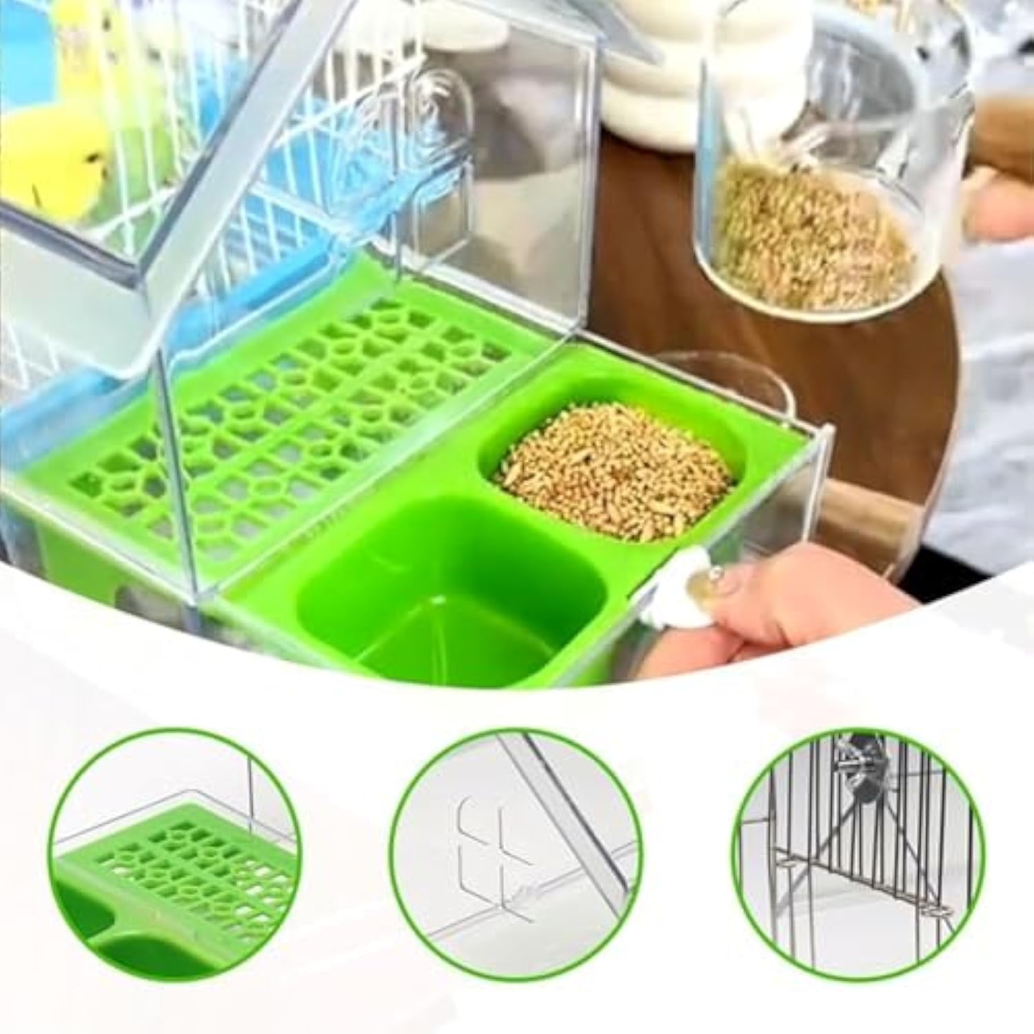 Pull-Out External Parrot Feeder, External Parrot Feeder, Bird Feeder House, Long-Lasting Outdoor Use, Decorative Transparent Bird Bath Tub Easy to Fill, Clean, for Finch and Hummingbird (2pcs-A)
