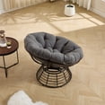 thumbnail image 5 of S-HOME Modern Ergonomic Brown Wicker Papasan Chair with Cushion, 360° Swivel Design for Living Room or Outdoor Use, Grey, 5 of 16