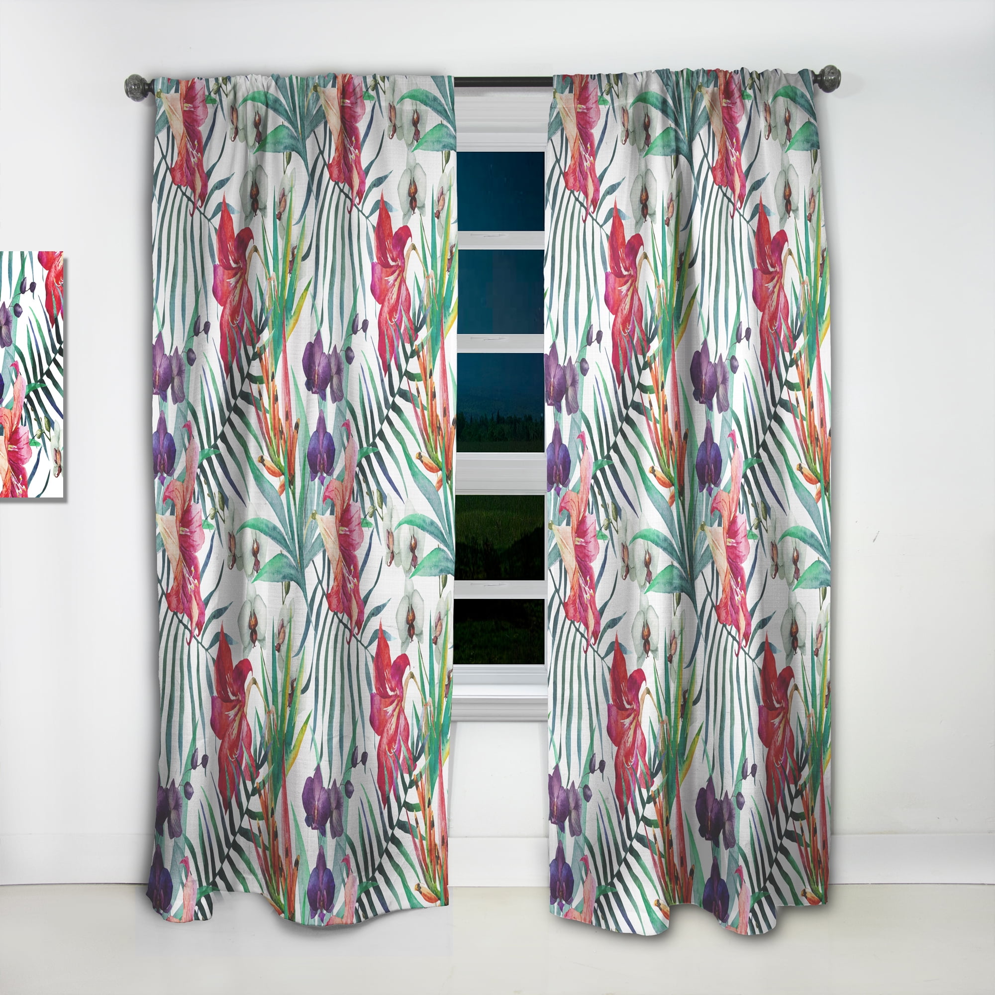Designart 'Tropical Bright Mood VIII' Floral Curtain Panel