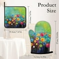 thumbnail image 4 of Abstract Floral Watercolor Painting Oven Mitts and Pot Holders Kitchen Cooking Gloves 2 Pcs Set Heat Resistant Pad for Baking BBQ Home Decor, 4 of 6
