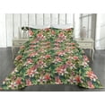 thumbnail image 2 of Ambesonne Tropical Quilted Bedspread Set 3 Pcs, Exotics Hawaii Leaves Art, Twin, Dark Coral Fern Green, 2 of 4