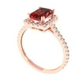 thumbnail image 2 of 1.86 ctw Solitaire with Zirconia Diamond Accents Anniversary Ring for Women | Emerald Cut Natural Garnet | Hyperallergenic Solid 18K Rose Gold, 2 of 5