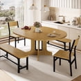 thumbnail image 3 of Virans 5-Piece Round Room Dining Table Set for 4-6,59" Extendable Kitchen Table with 2 Ergonomic Chairs & 2 Benches,Oval Modern Dining Set with MDF Board for Small Space,Oak, 3 of 9