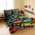 thumbnail image 2 of Erosebridal Race Car Twin Bedding, Colorful Bedding Comforter Set, Multi Color, Black Reversible 7 Pieces, 2 of 6