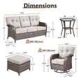 thumbnail image 4 of OPOHORO Outdoor 6 Pieces Conversation Set, Brown Wicker Sofa, with Swivel Chairs, Side Table and Ottomans, Patio Furniture Set with 5" Thick Cushion Ideal for Porch and Deck, Beige, 4 of 15