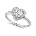 thumbnail image 4 of Halo Dazzling Heart Promise Ring Round CZ 925 Sterling Silver Size 5, 4 of 7