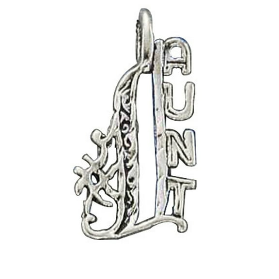 Sterling Silver 16" .8mm Box Chain Small #1 AUNT Pendant Necklace