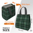 thumbnail image 3 of Green and Black Checkered Pattern Insulated Lunch Bag for Women Men, Large Portable Soft Cooler Tote, Thermal Food Storage Bag with Pearl Cotton, 8.66L, 8.75"x5.75"x9.5", 3 of 6