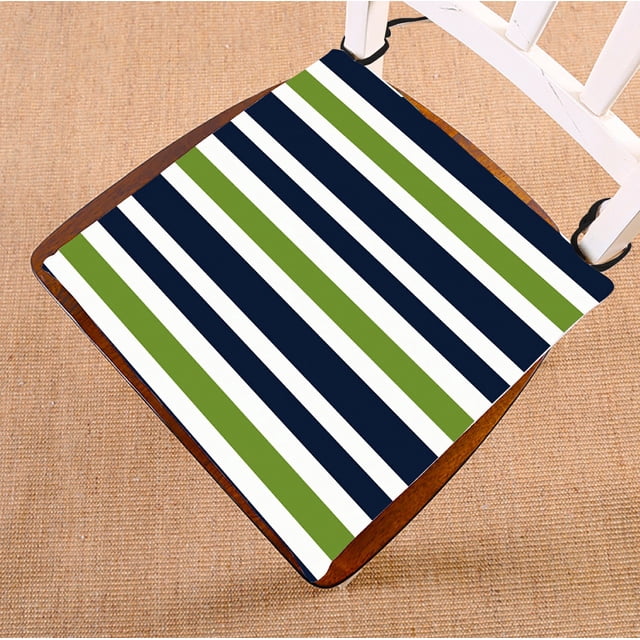 ABPHQTO Cojín de silla de rayas azul marino, verde y blanco Cojín de asiento Cojín de silla Cojín de suelo con cojín interior de memoria transpirable y lazos Impresión a dos caras 50x50 cm ABPHQTO Chair-ZK-80-20x20