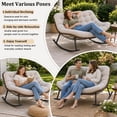thumbnail image 5 of 50.8 in Double Wide Rocking Papasan Chair, 2-Person Outdoor Lounge Chair with Thick Cushion, PE Rattan & Steel Frame, Beige, 5 of 7