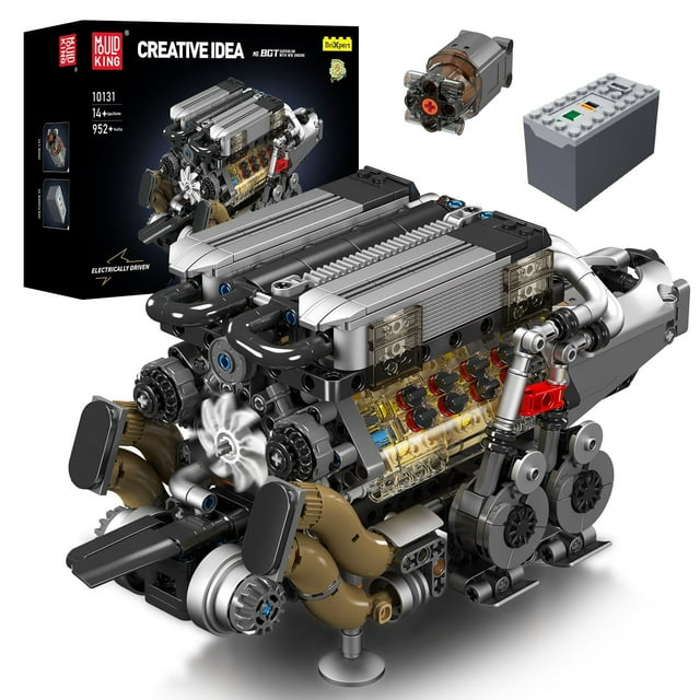 Set de bloques de construcción Mould King 10131 W16 con motor V8