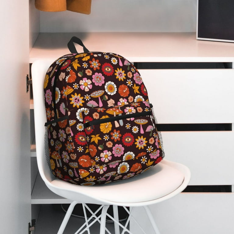 Gaeub 70s Groovy Hippie Retro School Backpack Waterproof Bookbag for Men Women College High School Bags