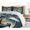 thumbnail image 4 of Ambesonne Nautical Duvet Cover Set, Anchor with Whales Compass, Queen, Petrol Blue Beige, 4 of 6