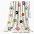 thumbnail image 2 of Smiling Colorful Spiders with Stars Moons and Leaf Sprigs, Cute Halloween Spider Style for Kids, Soft Flannel Blanket for Playroom and Bedroom, Halloween Gift, Home Decor, 2 of 9