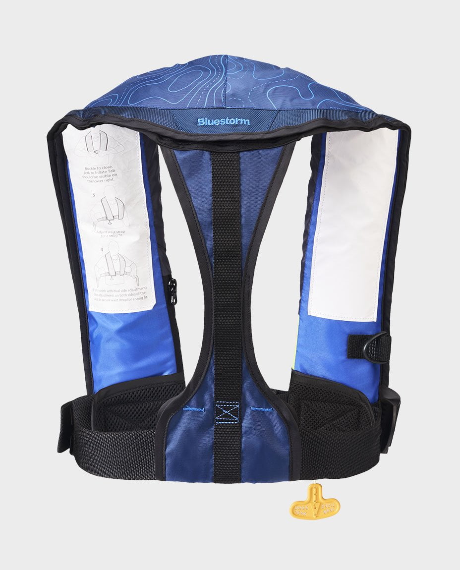 Bluestorm Gear Stratus 35 Inflatable PFD Life Jacket (Deep Blue) | US Coast Guard Approved Automatic/Manual Life Vest for Adults