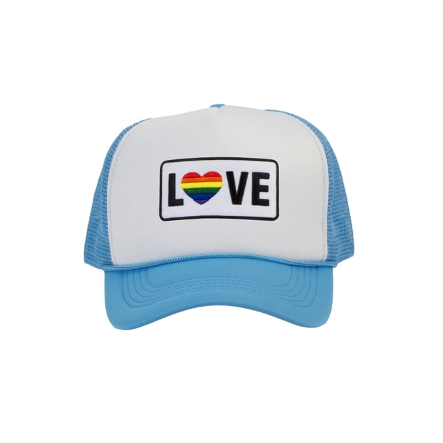 Gravity Threads LGBTQ+ Love Rainbow Heart Patch Trucker Hat - White/Sky Blue