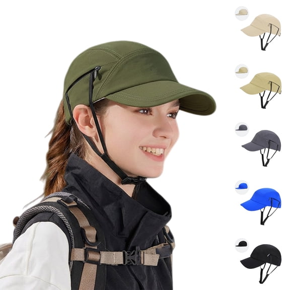 Unisex Baseball Cap, Summer Sun Hat with Hidden Strap, Breathable Adjustable Hat for Outdoor Hiking, Riding, Beach, Running, Travel, UV Protection Sport Cap-Beige